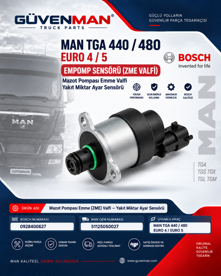 MAN TGA 440 / 480 Euro 4 / Euro 5 Bosch EMPOMP Sensörü (ZME Valfi) – Yakıt Miktar Ayar Valfi – 0928400627 / 51125050027